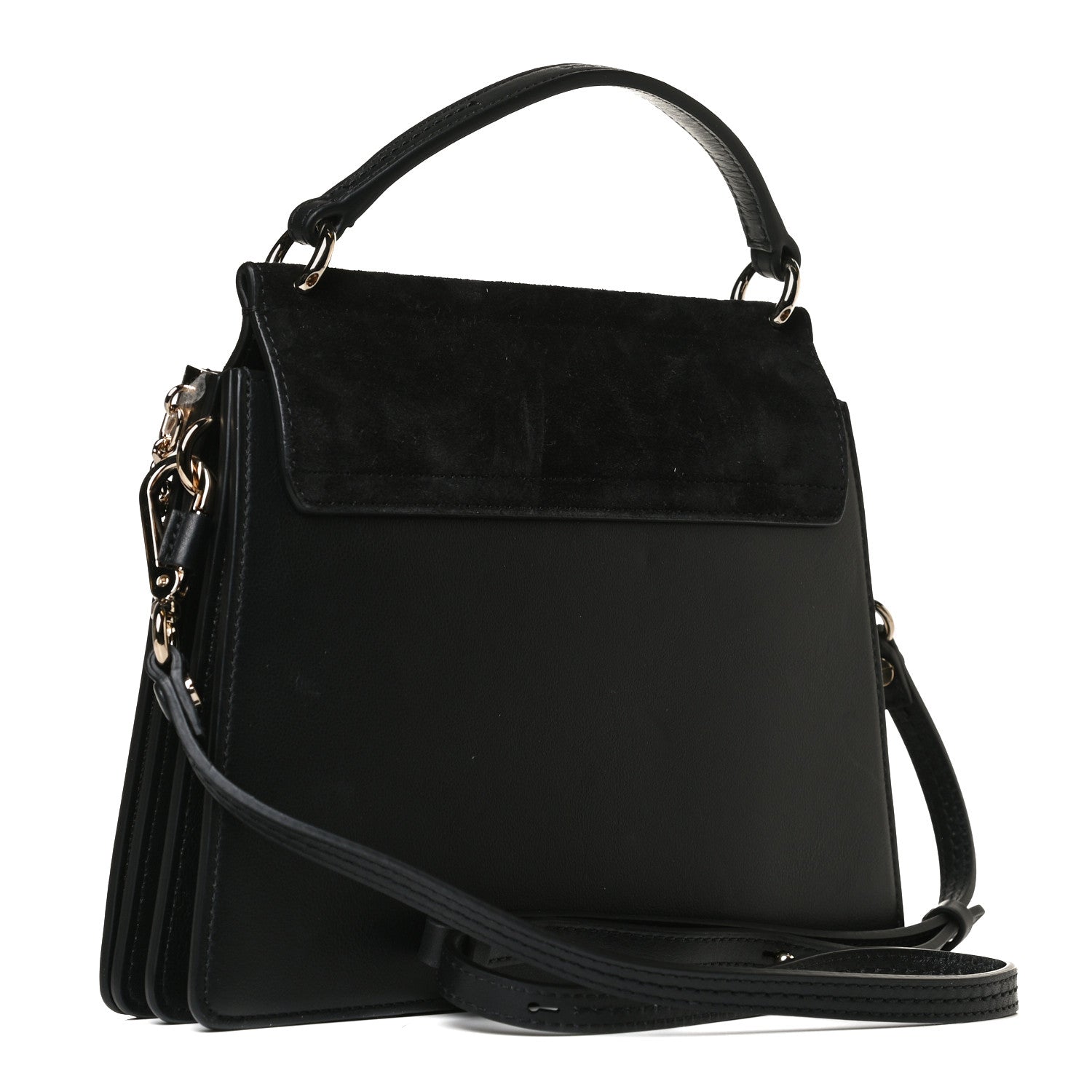 Chloe Suede Calfskin Small Faye Top Handle Bag Black 2 of 16