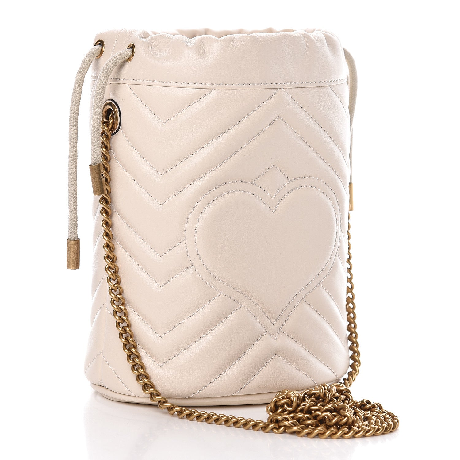 Gucci Calfskin Matelasse Mini GG Marmont 2.0 Bucket Bag White 3 of 9