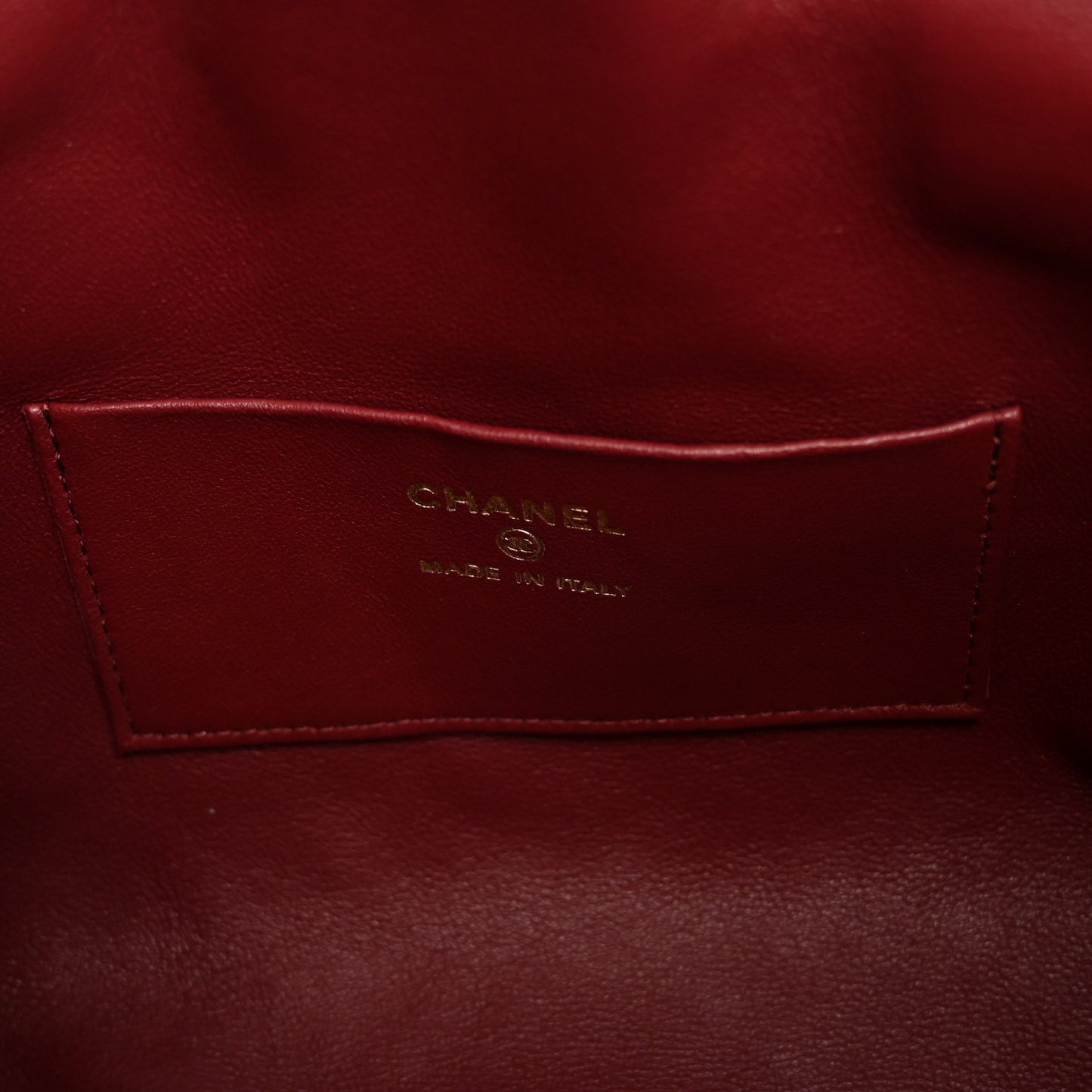Lambskin Quilted Drawstring Clutch With Strap Dark Burgundy