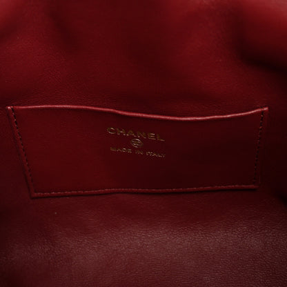 Chanel Lambskin Quilted Drawstring Clutch With Strap Dark Burgundy 6 of 11