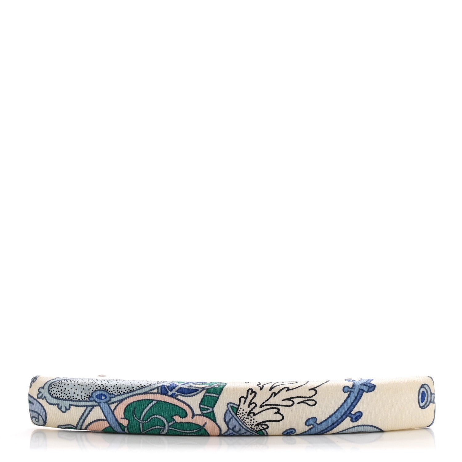 Hermes Silk La Folle Parade Eclipse Hair Clip GM Bleu Jean 1 of 5