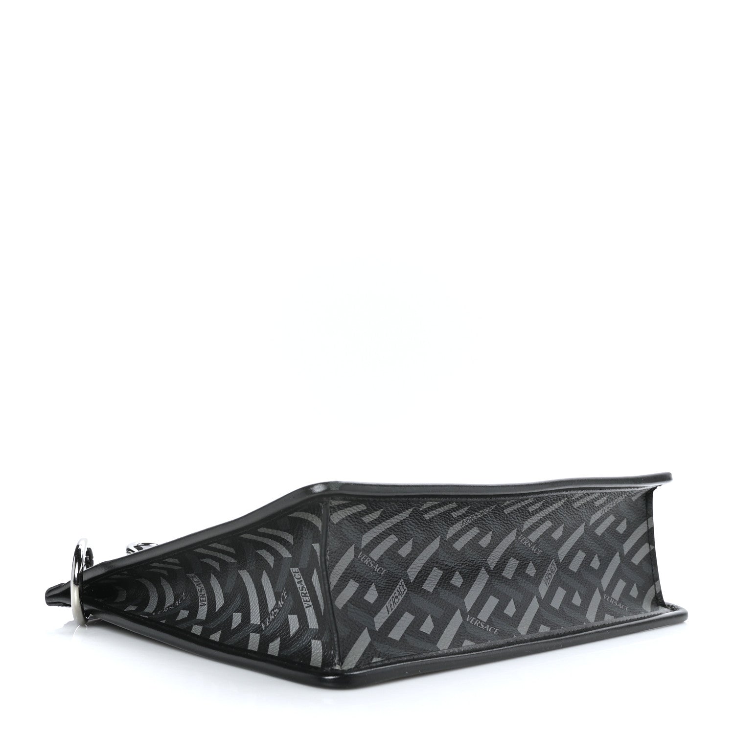 Versace Coated Canvas Large La Greca Signature Pouch Black Grey 4 of 8