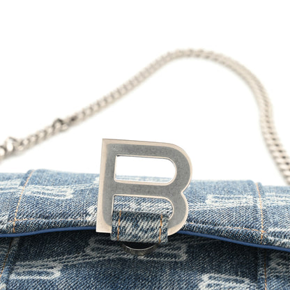 Balenciaga Denim BB Monogram Hourglass Chain Bag Blue 12 of 13