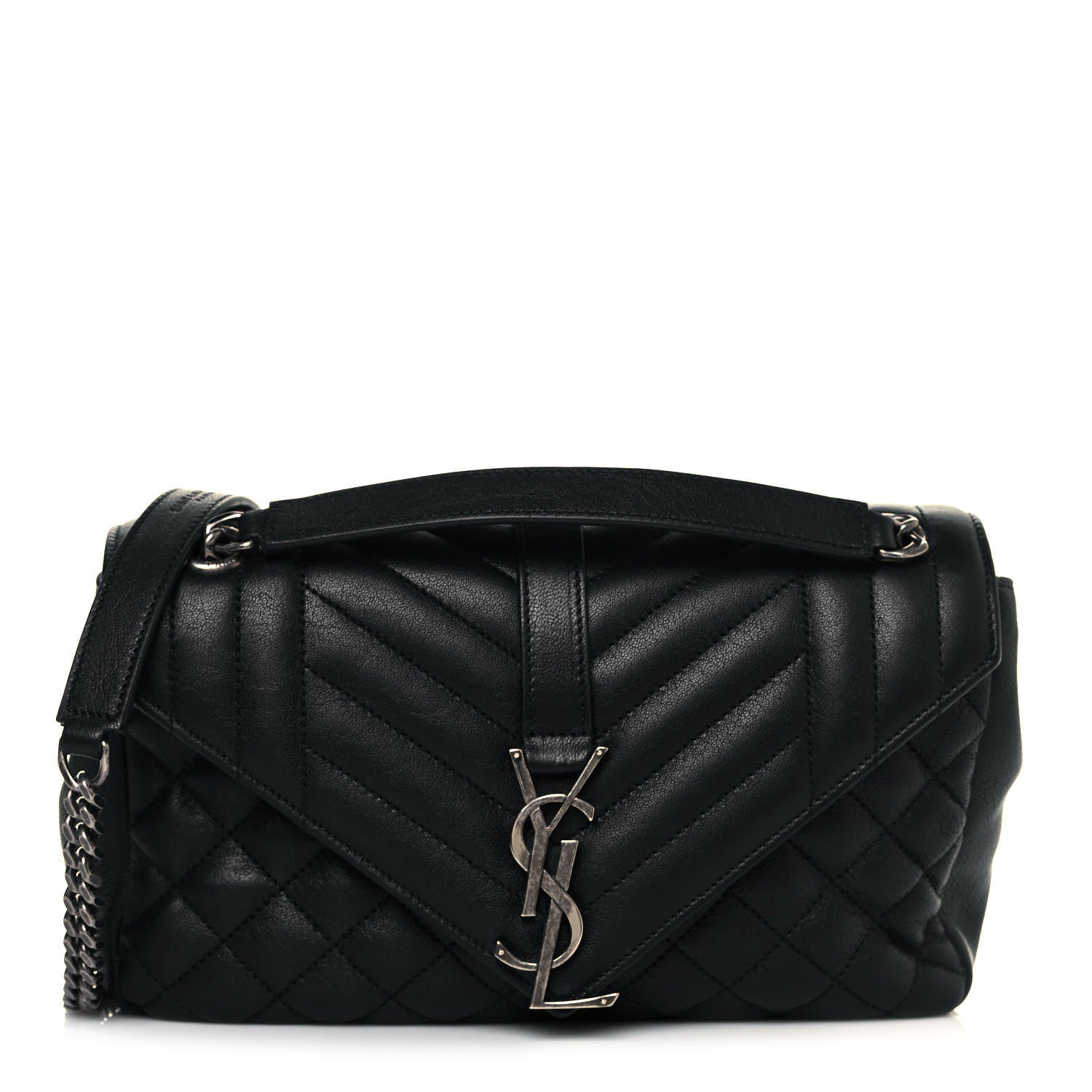 Saint Laurent Sheepskin Tri-Quilt Monogram Medium College Bag Black 1 of 10