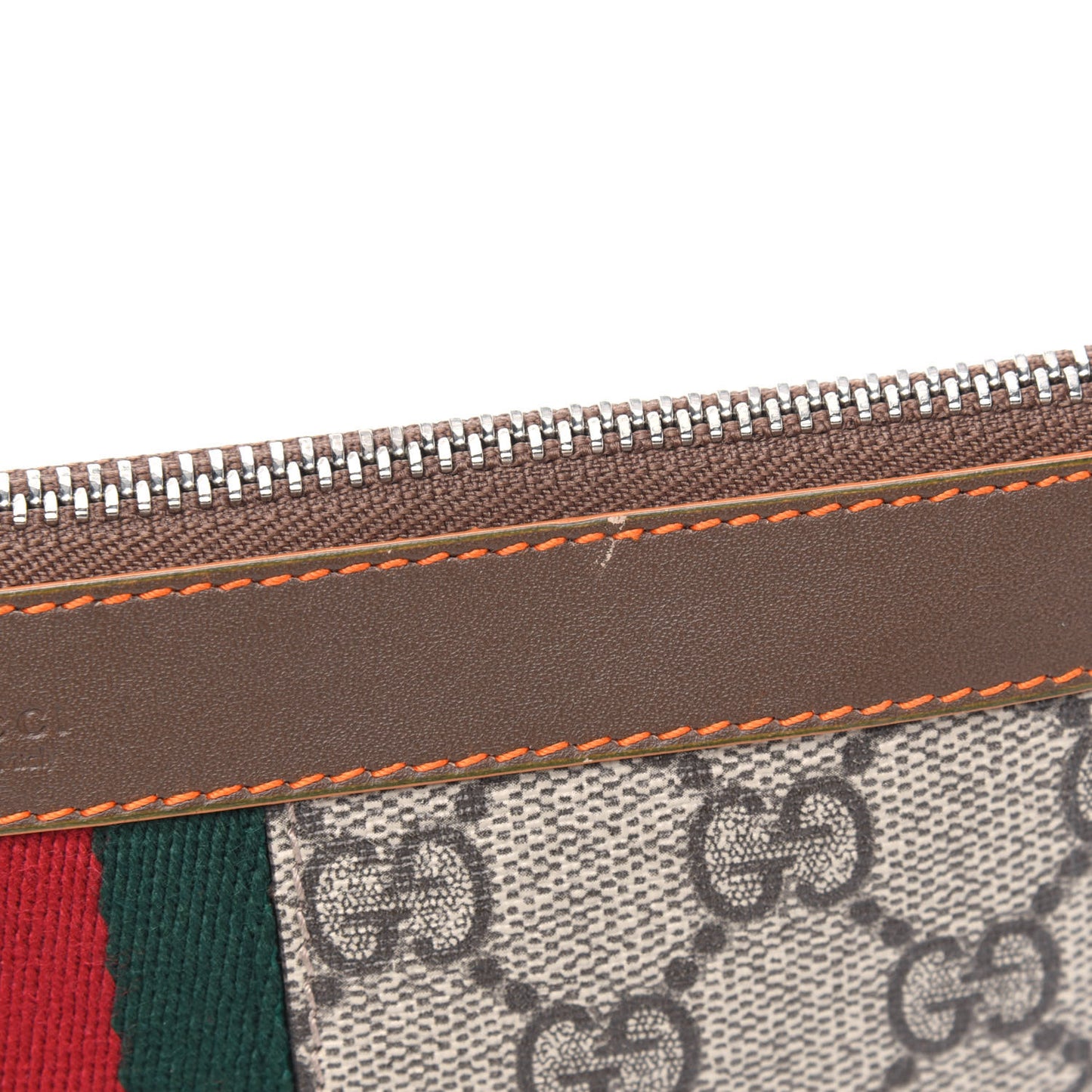 GG Supreme Monogram Web Small Pouch Clutch Dark Brown