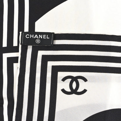 Chanel Silk CC Square Logo Scarf Black White 6 of 8