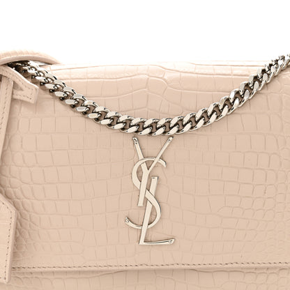 Saint Laurent Calfskin Crocodile Embossed Medium Monogram Sunset Rose Antic 8 of 15