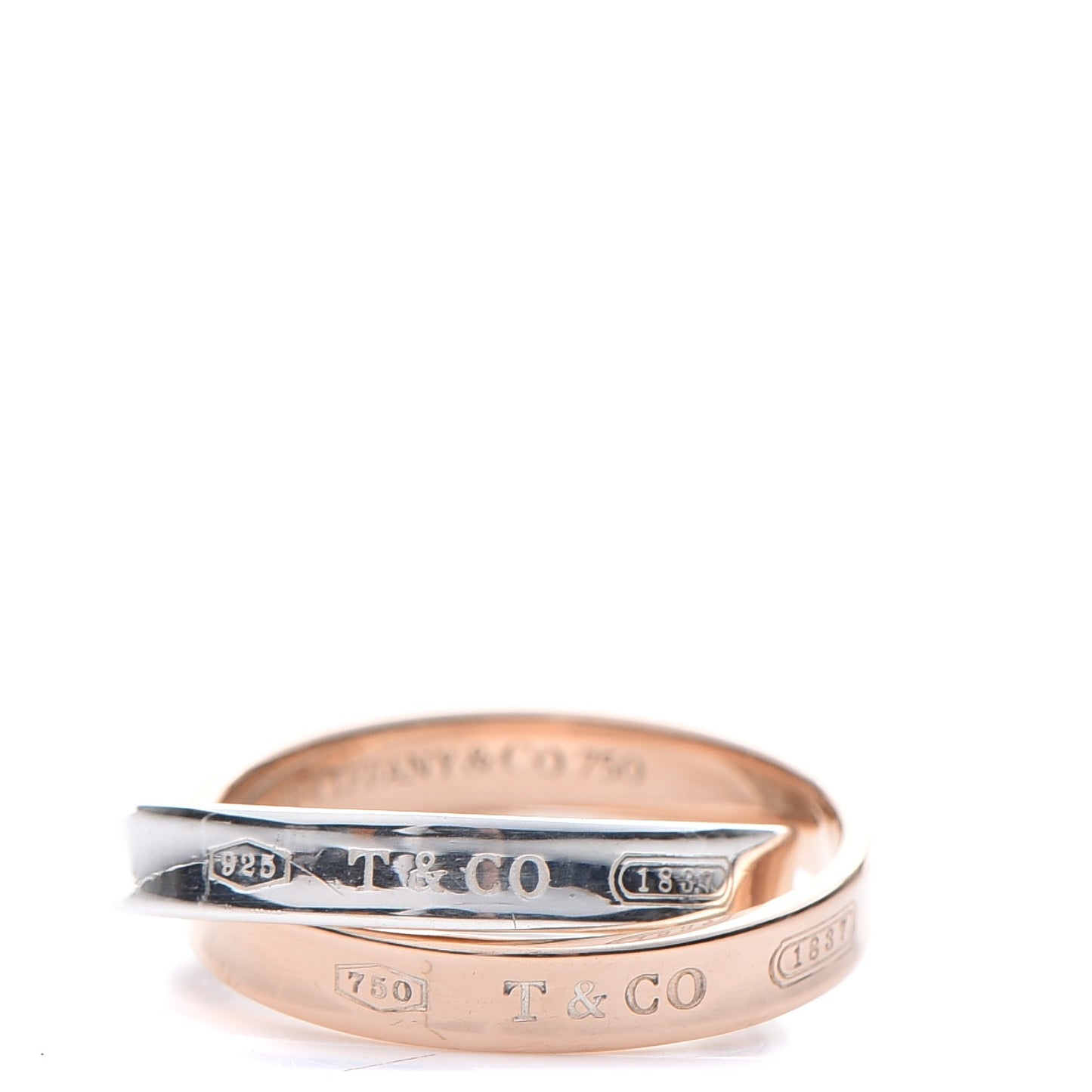 Sterling Silver 18K Rose Gold 1837 Interlocking Circles Ring 57 8