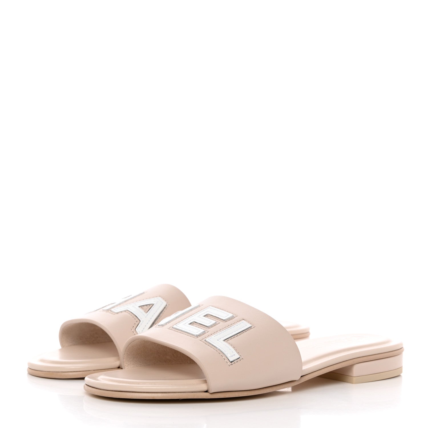 Chanel Calfskin Patent Calfskin Logo Mules 36.5 Beige 3 of 12