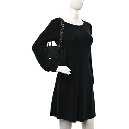 Chanel Suede Quilted Medium Double Flap Black 2 of 9