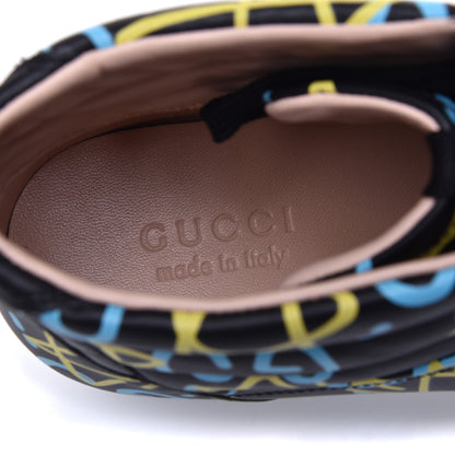 Gucci Calfskin GucciGhost Print Mens High Top Sneakers 9 Black New Acquamarine 8 of 10