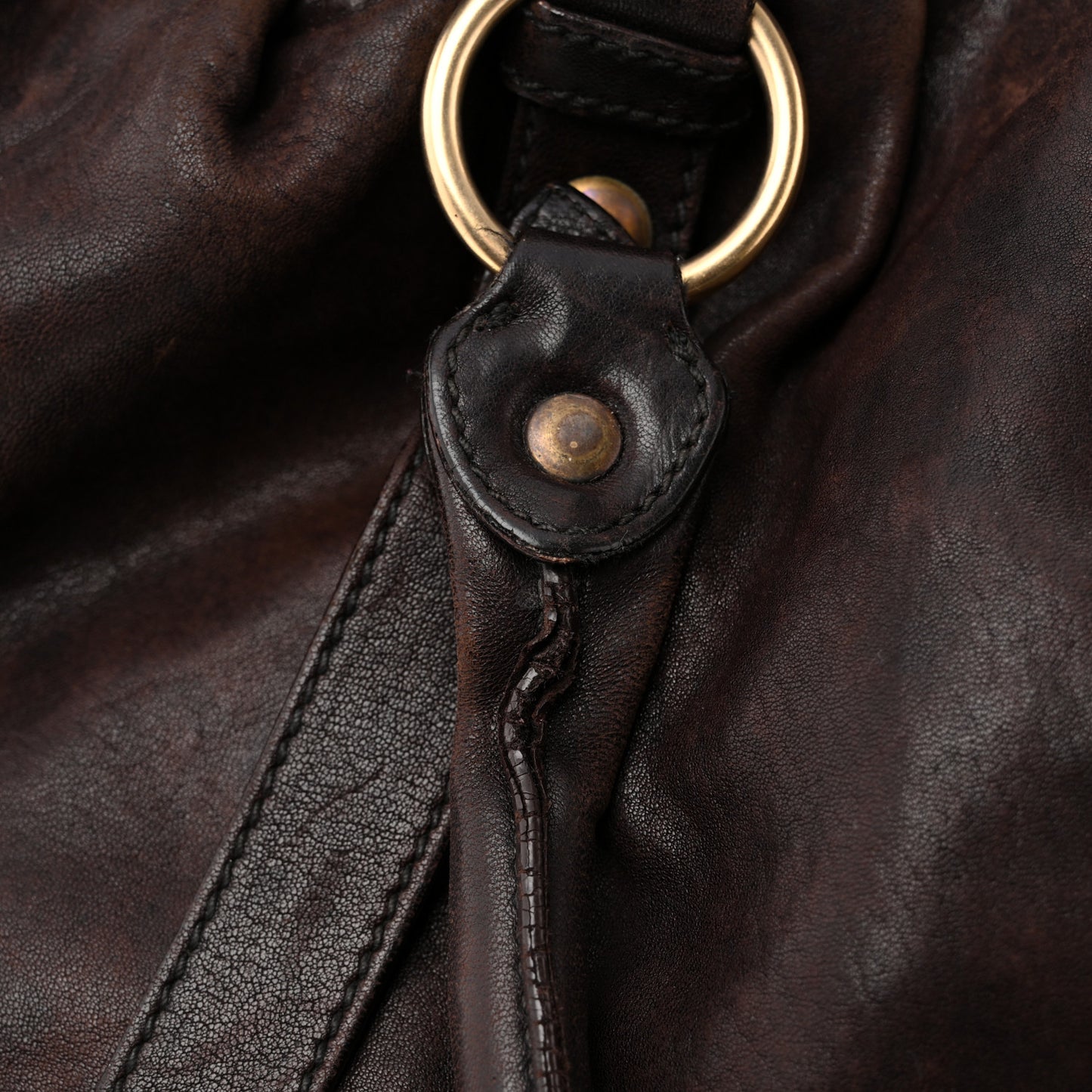 Vitello Lux Gathered Tote Brown