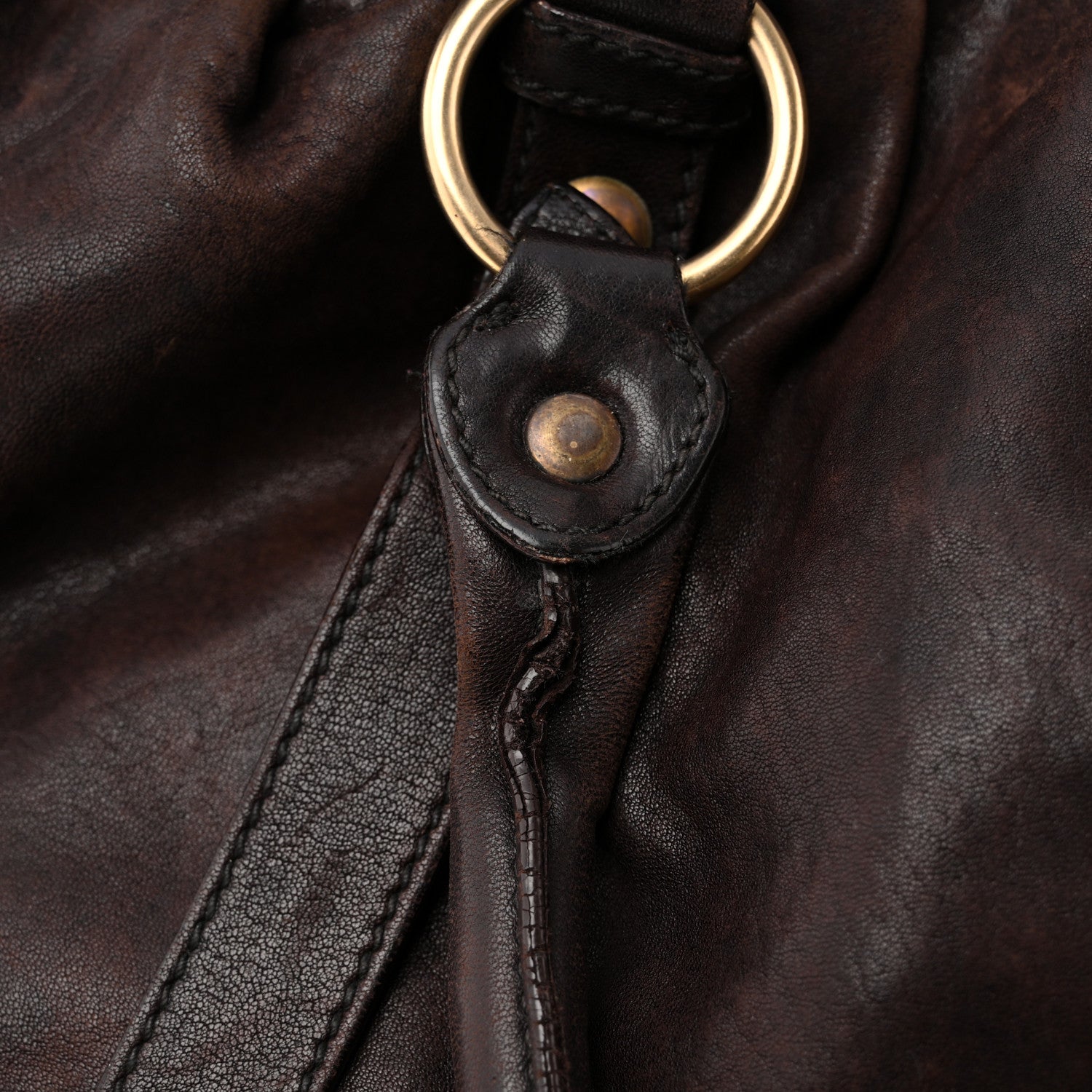 Miu Miu Vitello Lux Gathered Tote Brown 11 of 13