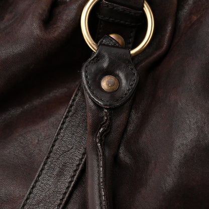 Miu Miu Vitello Lux Gathered Tote Brown 11 of 13