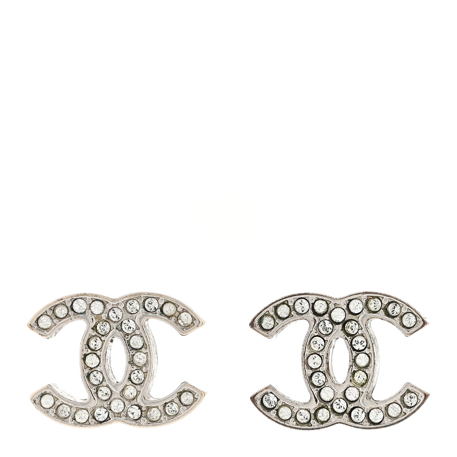 Chanel Crystal Mini Timeless CC Earrings Silver 1 of 7