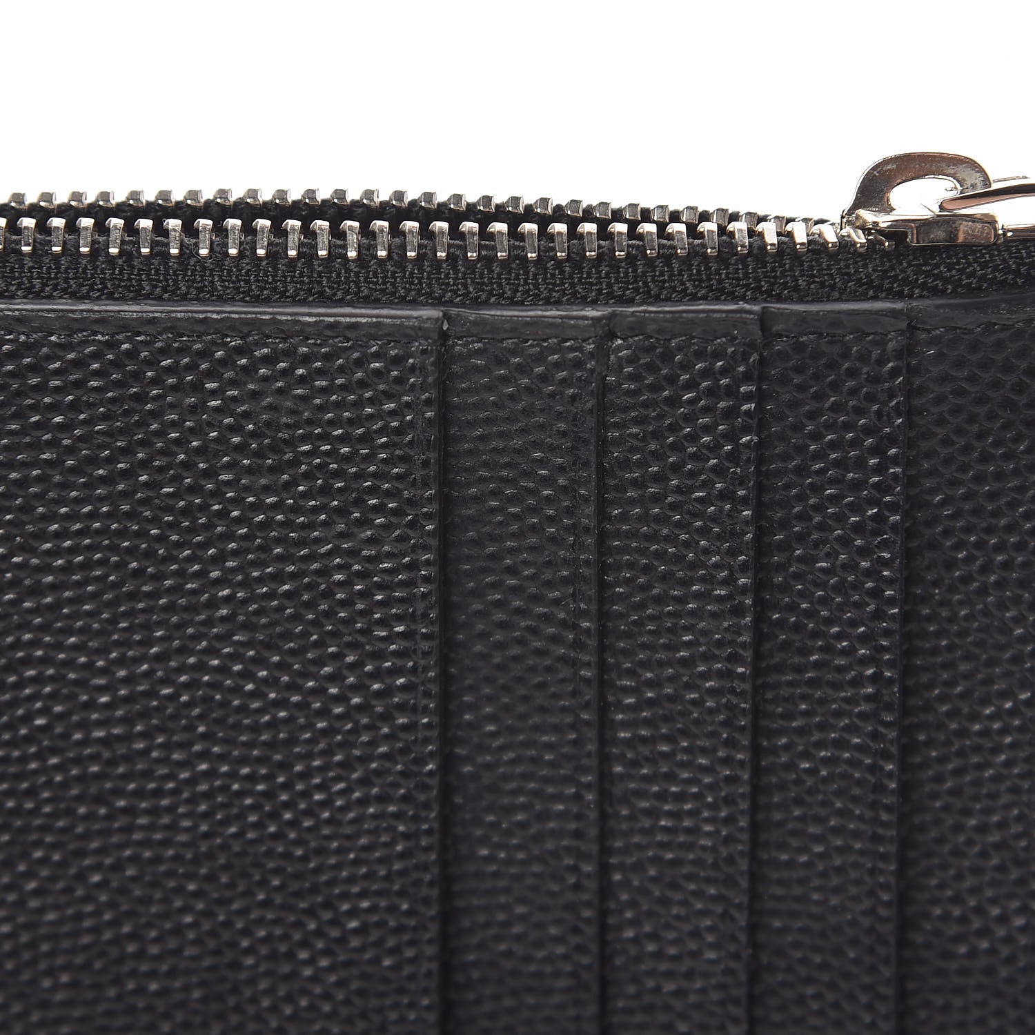 Saint Laurent Grained Calfskin 5 Fragments Zip Pouch Card Holder Black 8 of 14