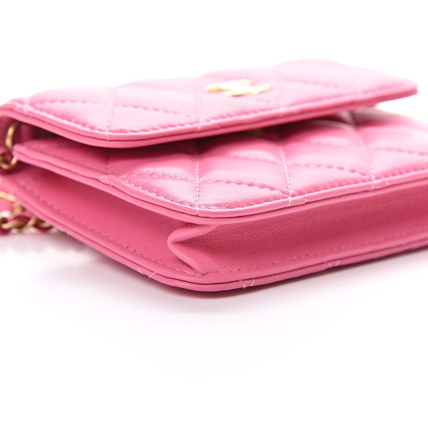 Chanel Lambskin Quilted Pearl Crush Clutch With Chain Pink 9 of 11