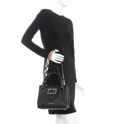 Burberry Soft Grain Calfskin Small Buckle Tote Black 2 of 8