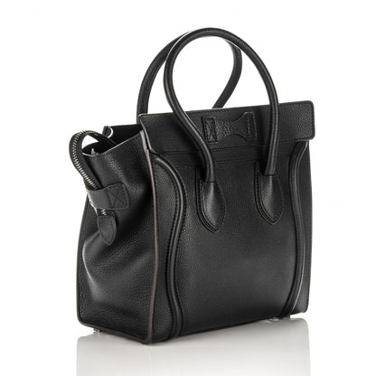 Celine Drummed Calfskin Micro Luggage Black 3 of 7