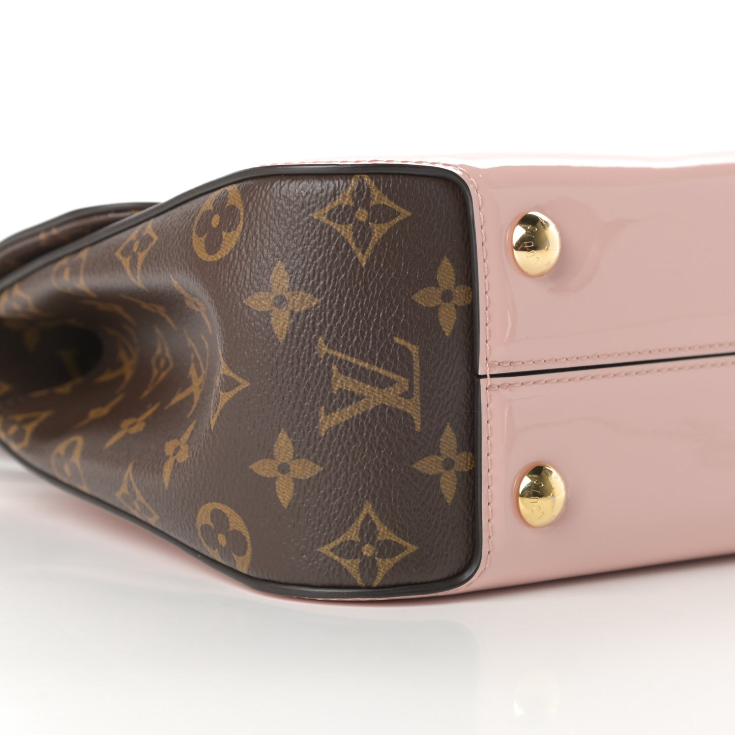 Patent Calfskin Monogram Cherrywood PM Rose Ballerine