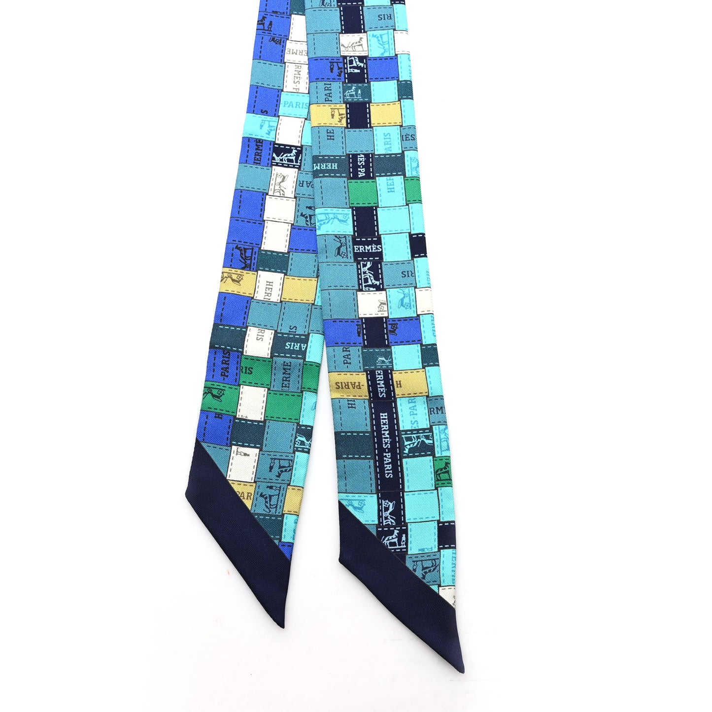 Silk Bolduc Au Carre Twilly Turquoise Bleu Klein Vert