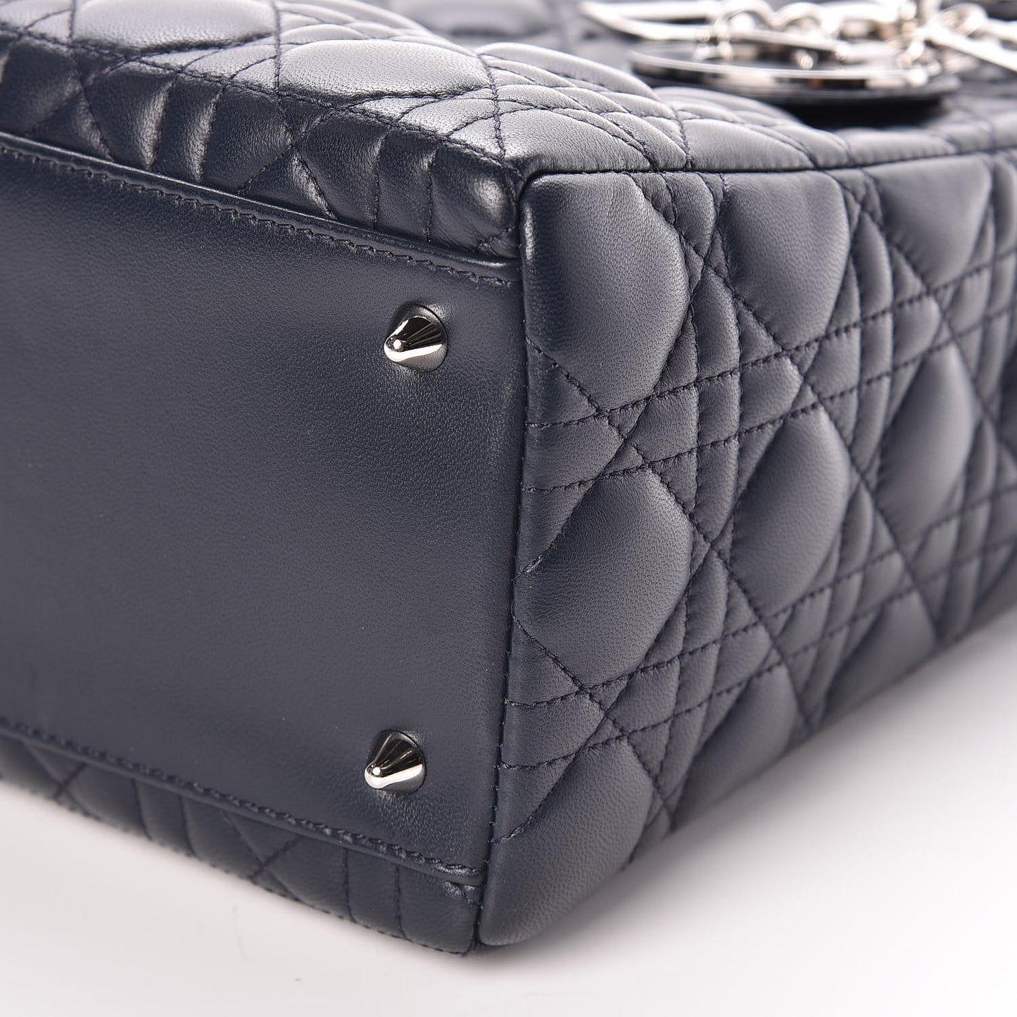 Lambskin Cannage Medium Lady Dior Navy Blue