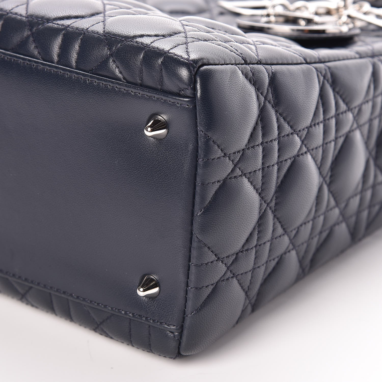 Christian Dior Lambskin Cannage Medium Lady Dior Navy Blue 6 of 9