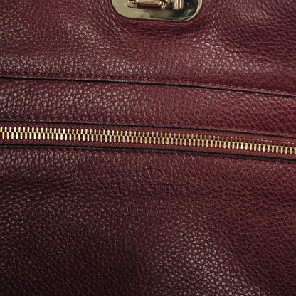 Valentino Garavani Pebbled Calfskin Medium Rockstud Tote Rubin 6 of 8