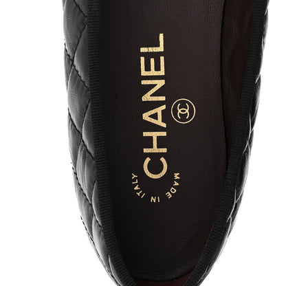 Chanel Aged Calfskin Quilted CC Cap Toe Ballerina Flats 37 Black 8 of 10