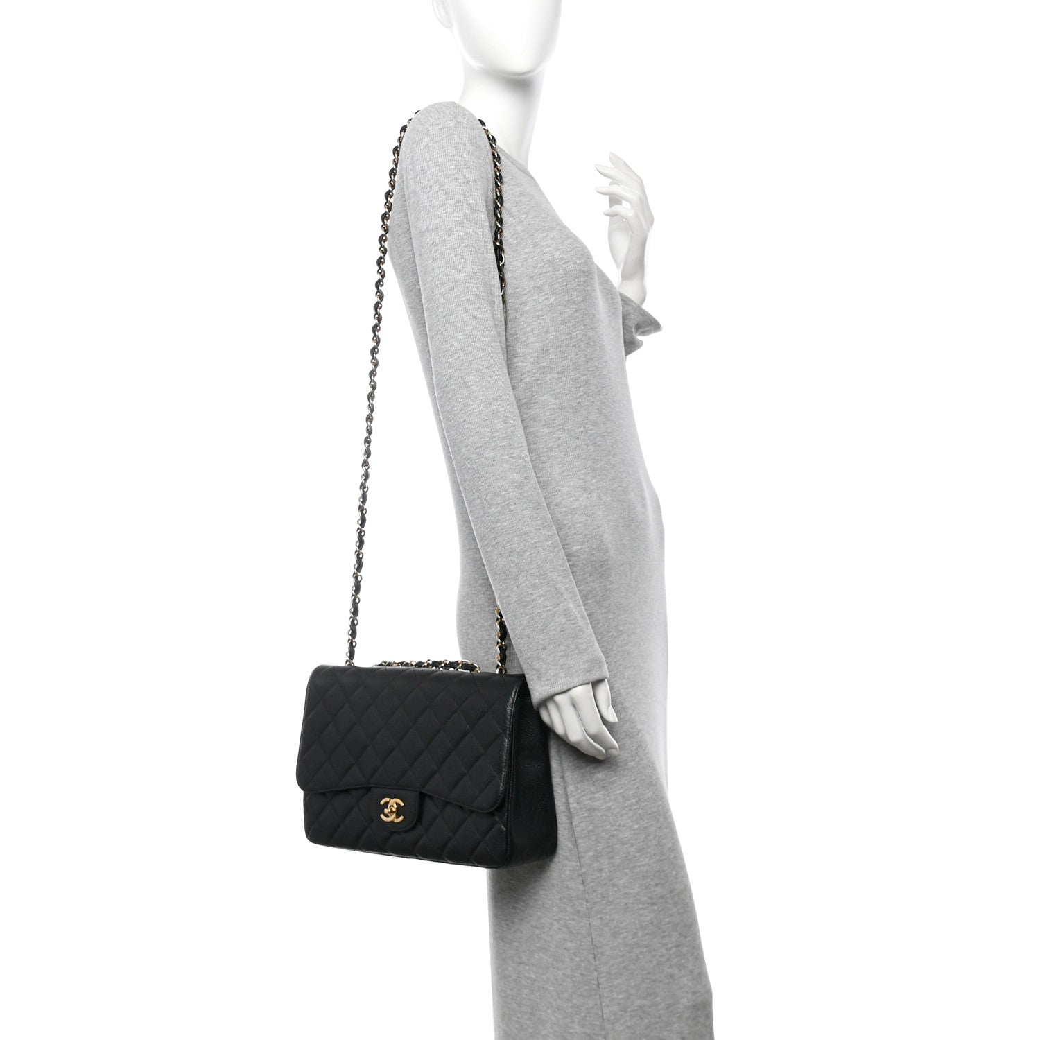 Chanel Caviar Quilted Jumbo Double Flap Black 2 of 15