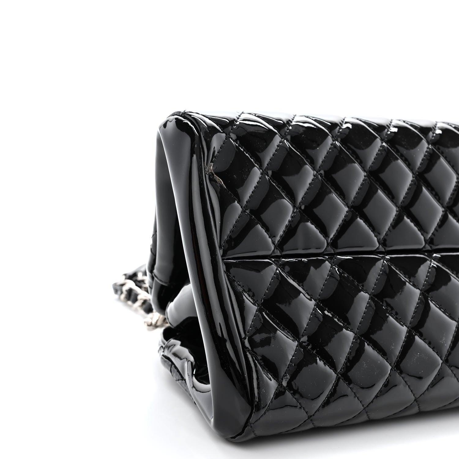 Chanel Patent Quilted Medium Just Mademoiselle Bowling Bag Black 9 of 10