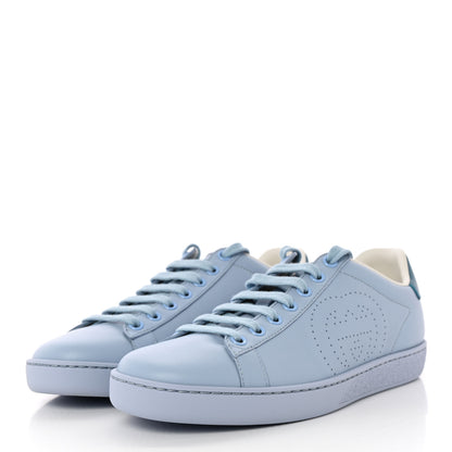 Gucci Calfskin Interlocking G Perforated Womens Ace Sneakers 36.5 Porcelain Light Blue Zaffiro 3 of 8