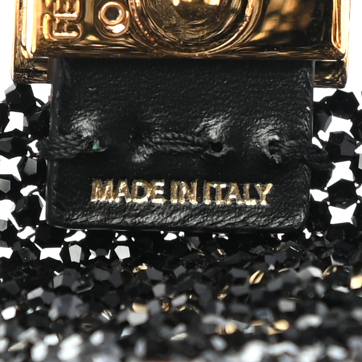 Crystal Vitello King Beaded Mini Pico Baguette Charm Black