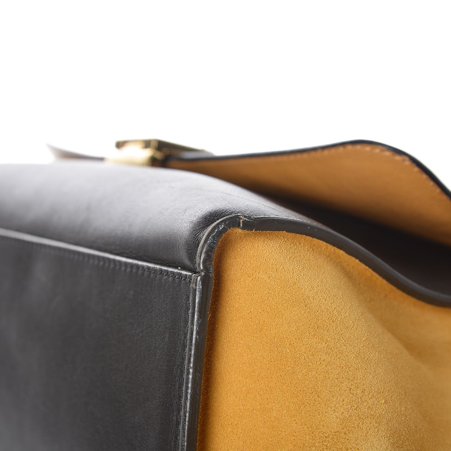 Smooth Calfskin Suede Medium Tri-Color Trapeze Mustard