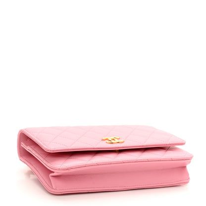 Chanel Lambskin Quilted Pick Me Up Wallet On Chain WOC Light Pink 4 of 11