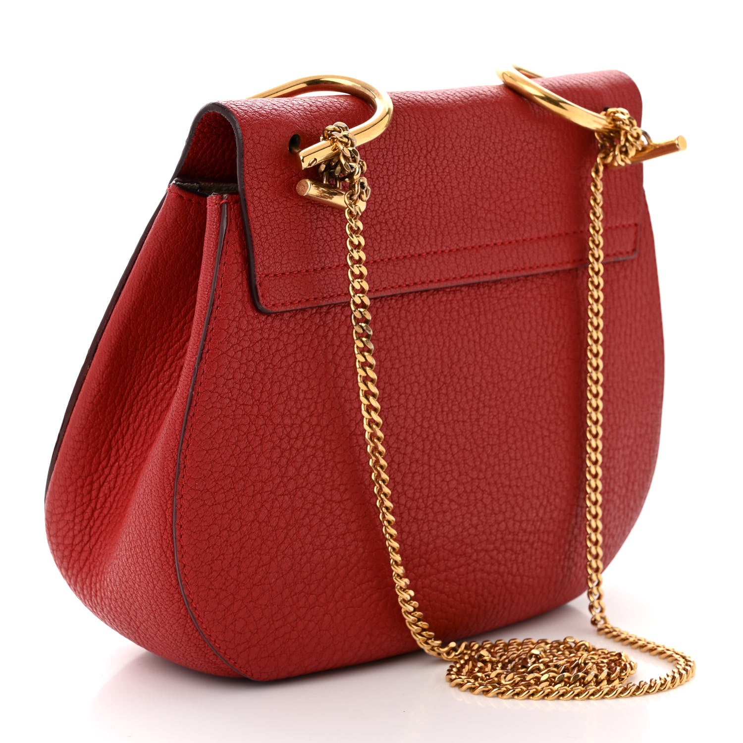 Chloe Grained Lambskin Drew Shoulder Bag Plaid Red 4 of 14
