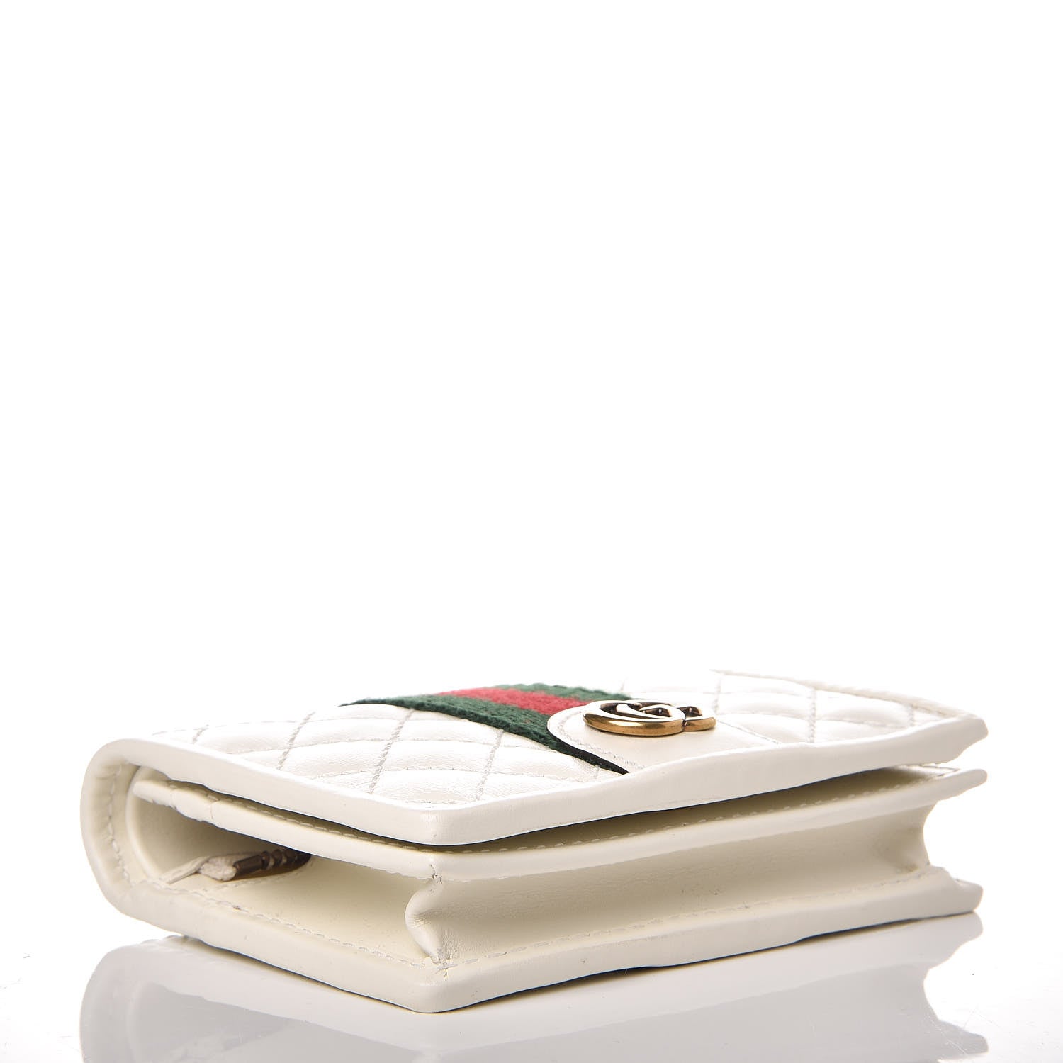 Gucci Calfskin Web Trapuntata GG Card Case Wallet Off White 4 of 9