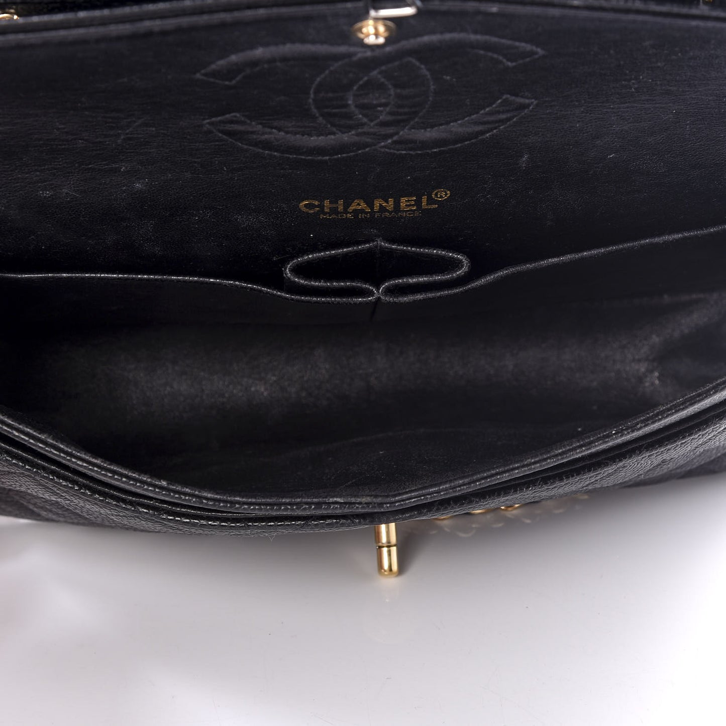 Caviar Quilted Medium Double Flap Black