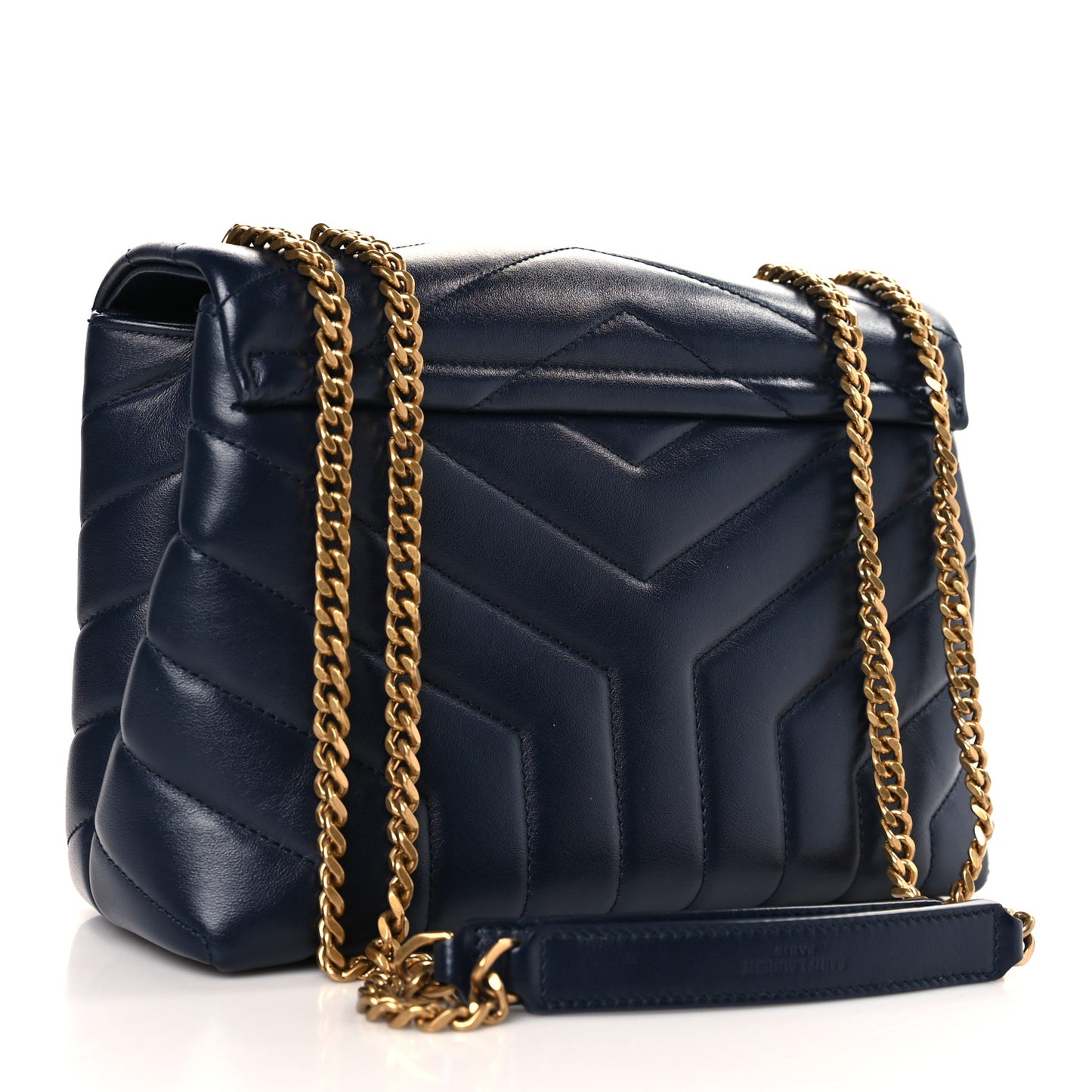 Calfskin Y Quilted Monogram Small Loulou Chain Satchel Denim Brut