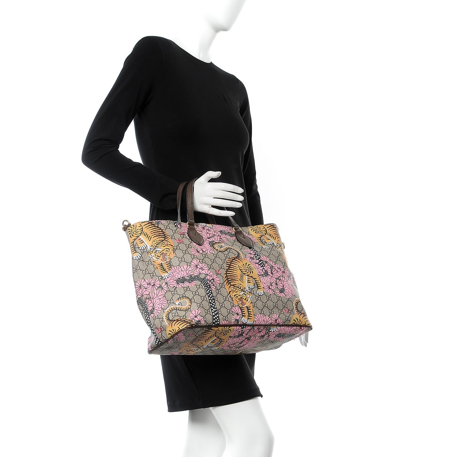 Gucci Soft GG Supreme Monogram Bengal Medium Crossbody Tote Beige Pink 2 of 9