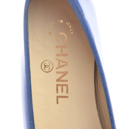 Chanel Calfskin Patent CC Cap Toe Ballerina Flats 35.5 Blue 10 of 11