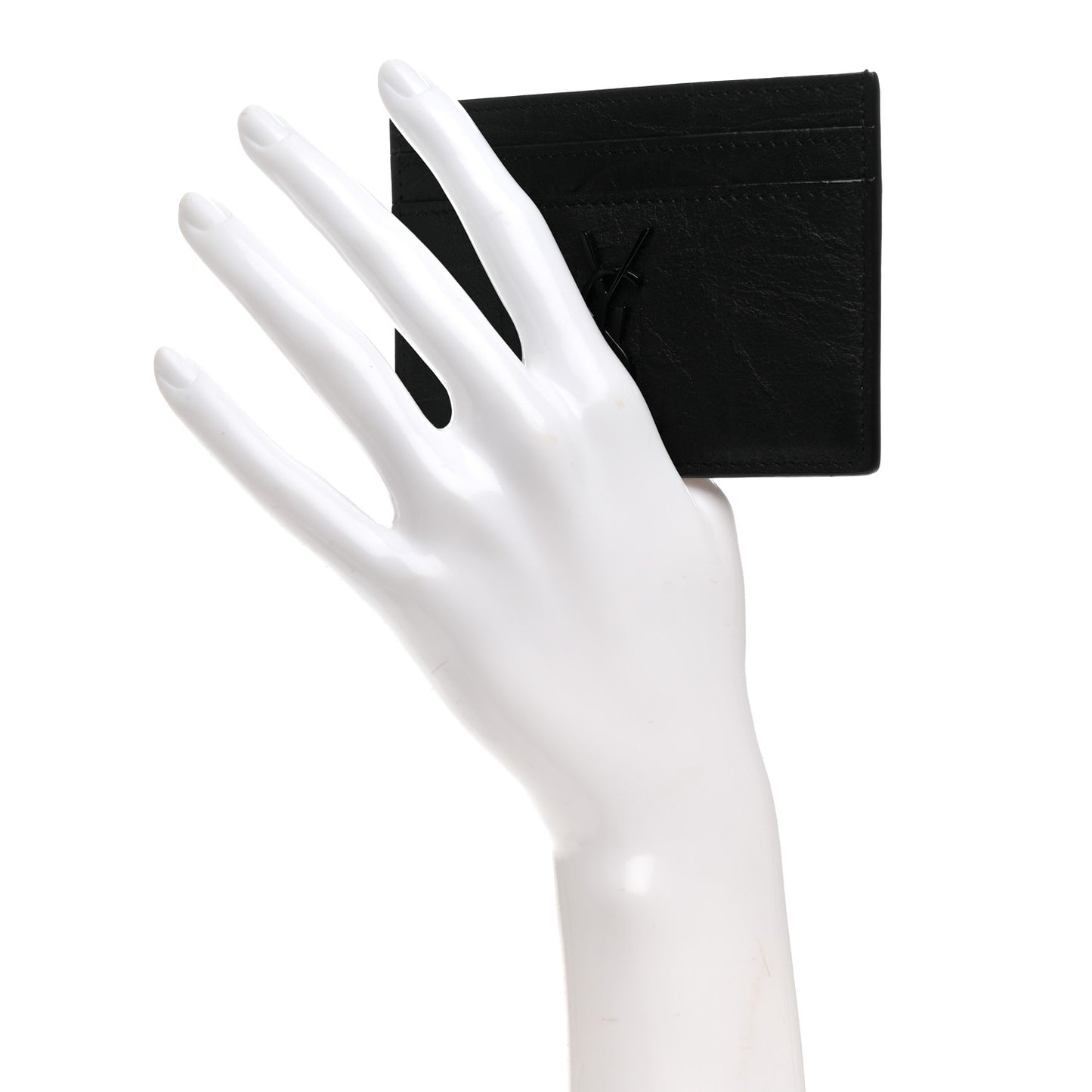 Calfskin Crocodile Embossed Monogram Credit Card Case Black