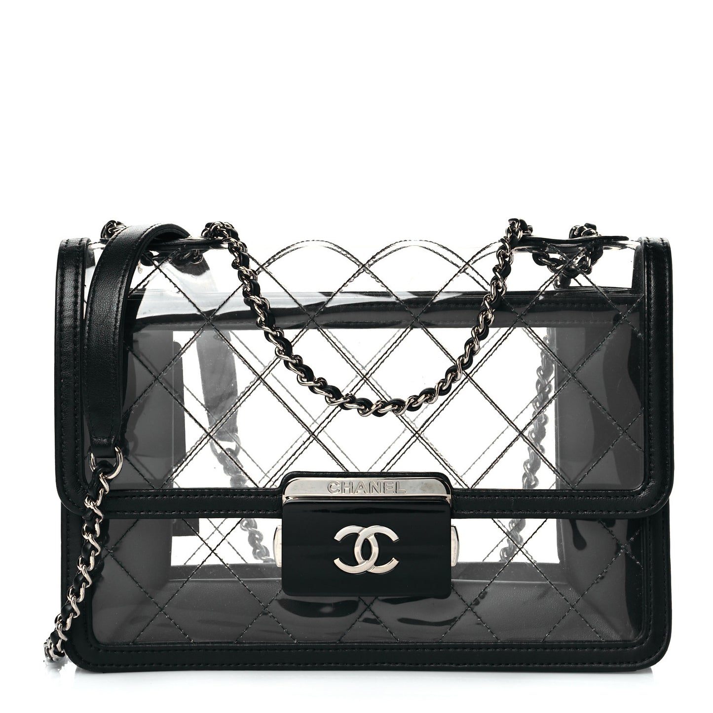 PVC Lambskin Quilted Mini Beauty Lock Flap Black