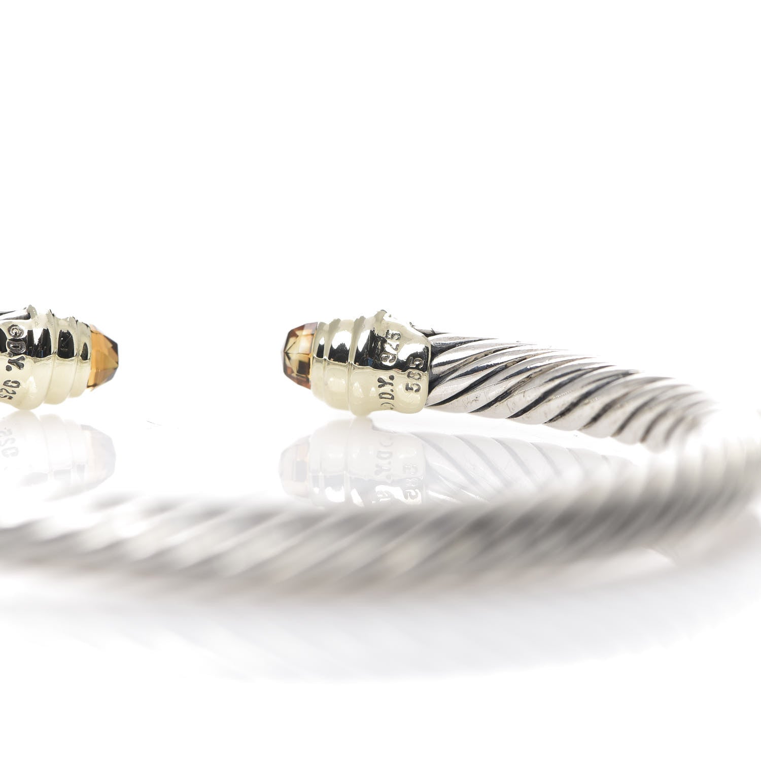 David Yurman Sterling Silver 14K Yellow Gold Citrine 5mm Cable Classics Petite Color Bracelet 3 of 4