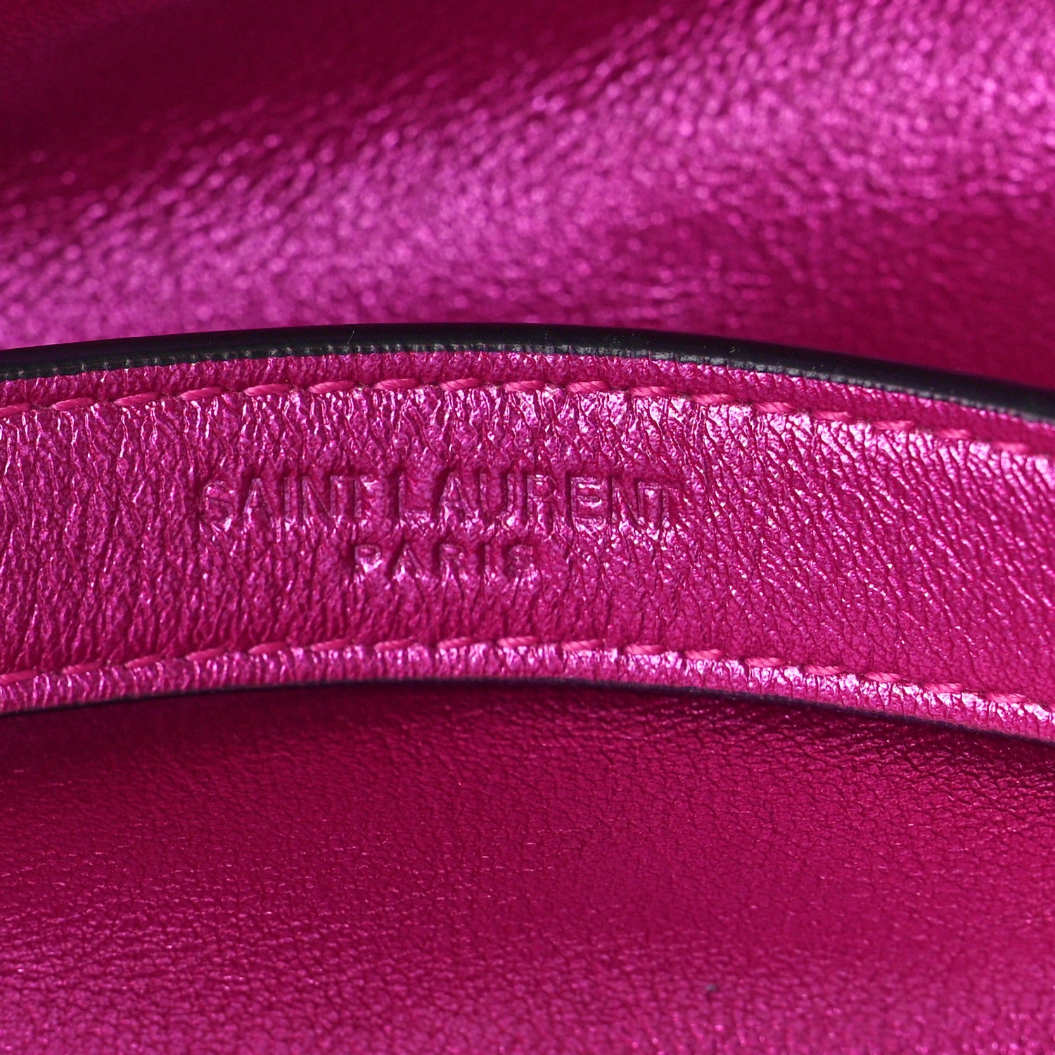 Saint Laurent Lambskin Teddy Drawstring Bag Fuchsia 9 of 13