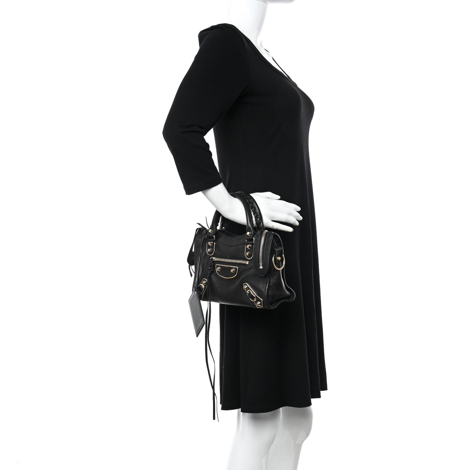 Balenciaga Chevre Gold Metallic Edge Hardware Mini City Black 2 of 9