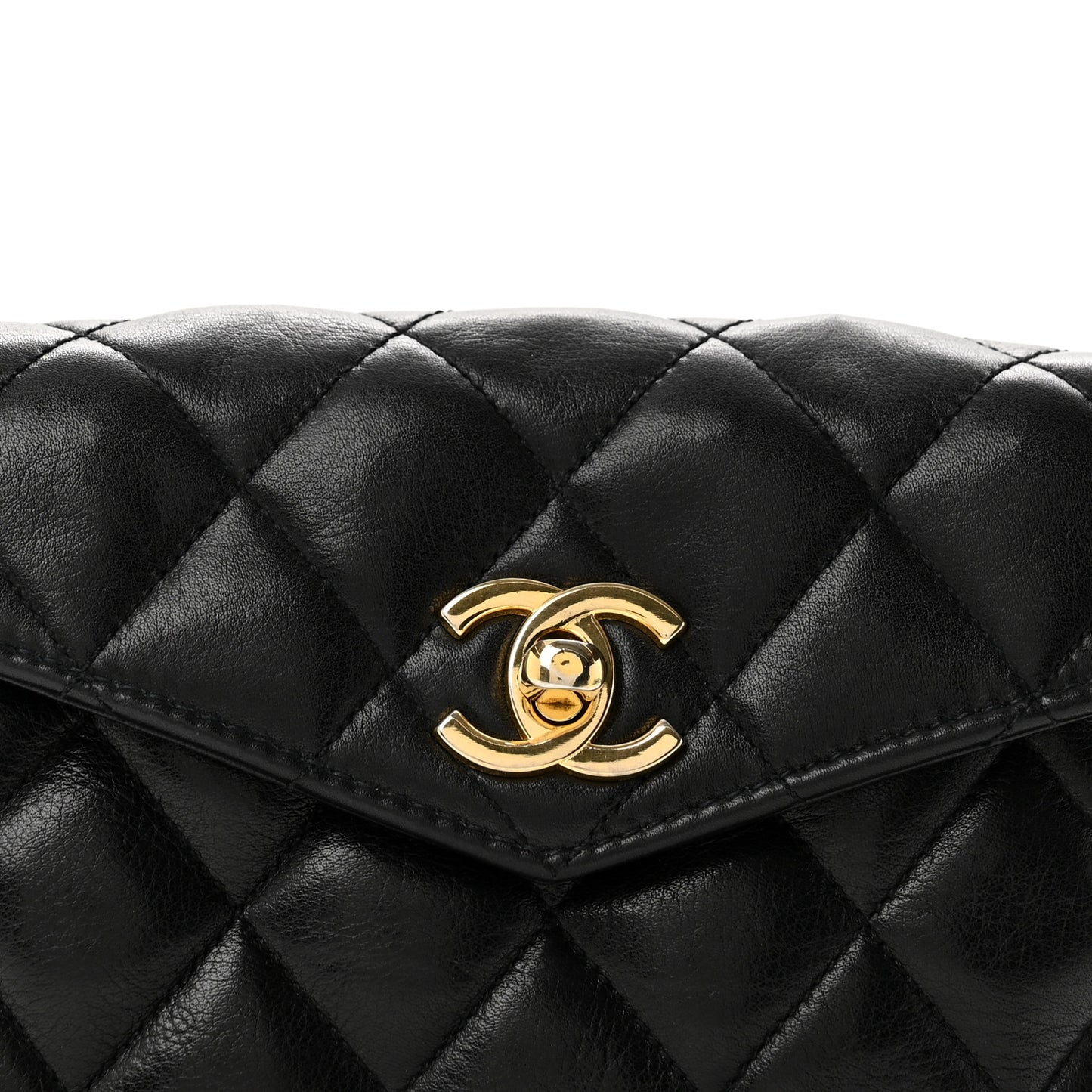 Lambskin Quilted Flap Waist Belt Bag 75 30 Black