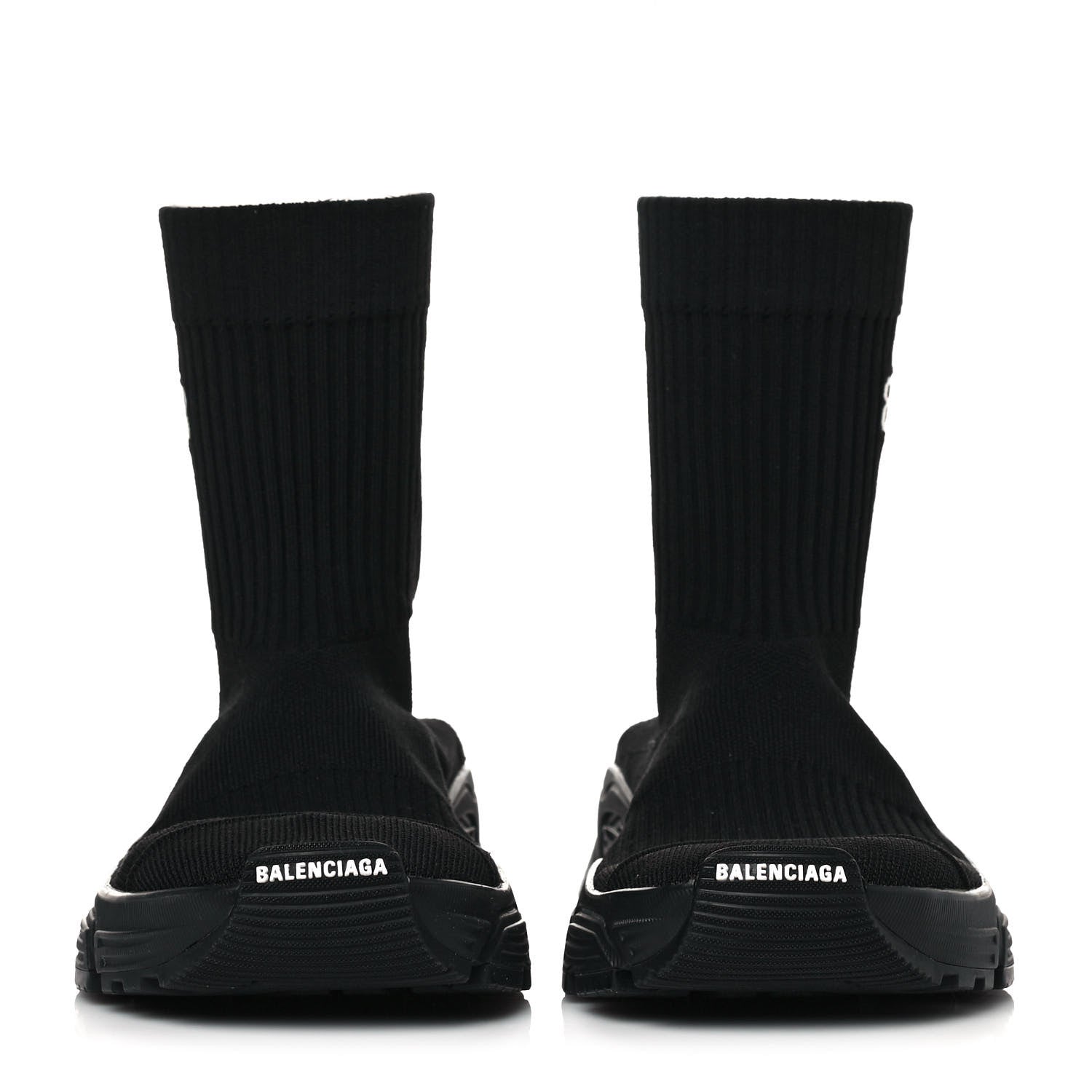 Balenciaga Technical Ribbed 3D Recycled Knit Womens Speed 3.0 Sneakers 37 Monocolor Black 2 of 7