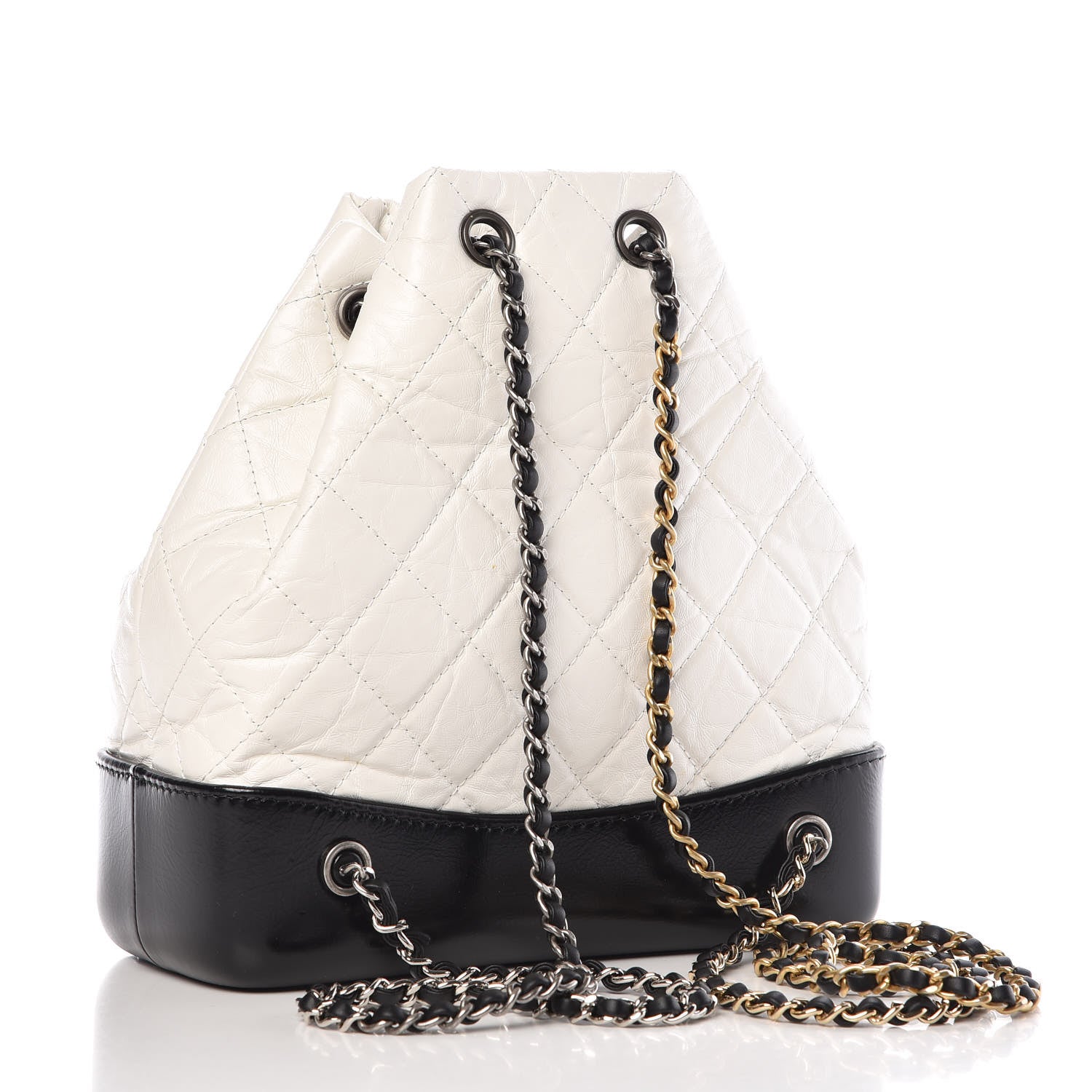 Chanel Aged Calfskin Quilted Small Gabrielle Backpack Black White 3 of 9