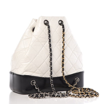 Chanel Aged Calfskin Quilted Small Gabrielle Backpack Black White 3 of 9